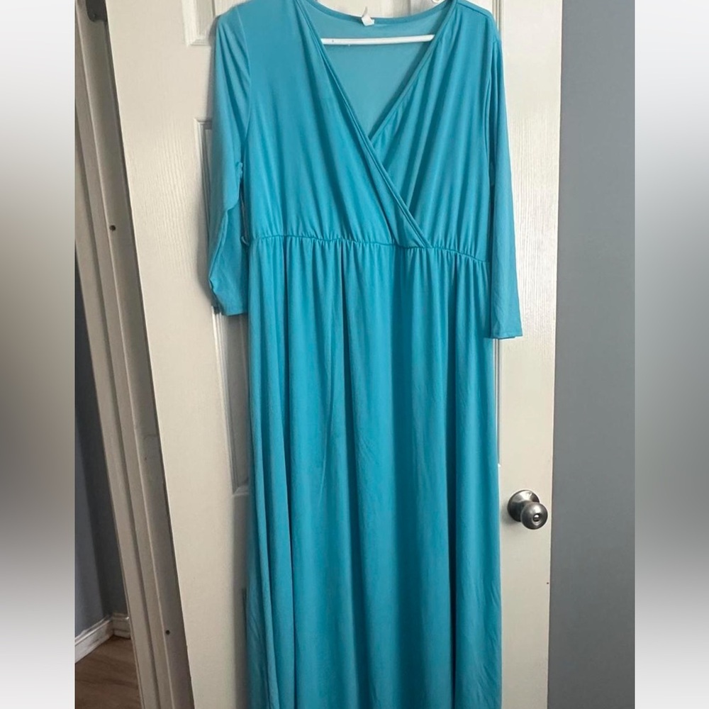 Elegant Blue Wrap Dress Pink blush